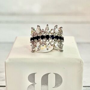 Exquisite Silver and Black Women's Ring